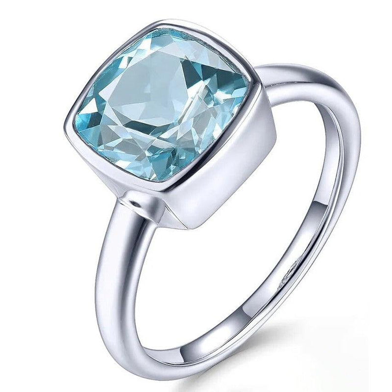 Classic Vintage Sky Blue Topaz Ring in Sterling Silver - 2.7 Carats Classic Design S925 - Lucid Fantasy 