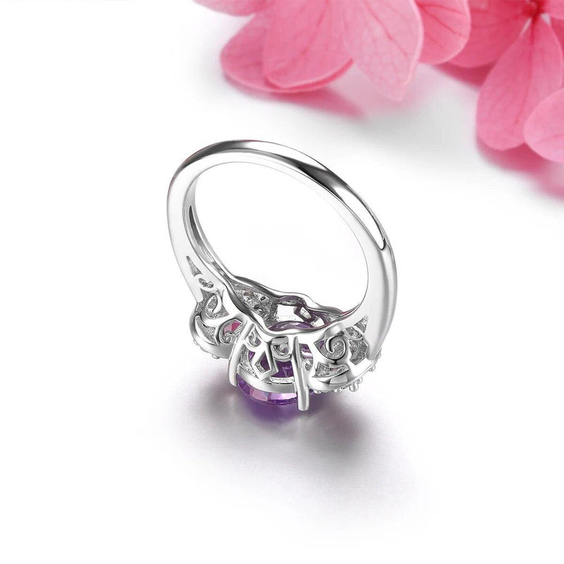 Classic Vintage Sterling Silver Ring with 3.2 Carats of Natural Amethyst and Rhodolite Garnet - Lucid Fantasy 