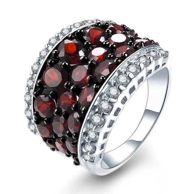 Classic Vintage-Style 5-Carat Natural Chrome Diopside and Garnet Sterling Silver Ring - Lucid Fantasy 