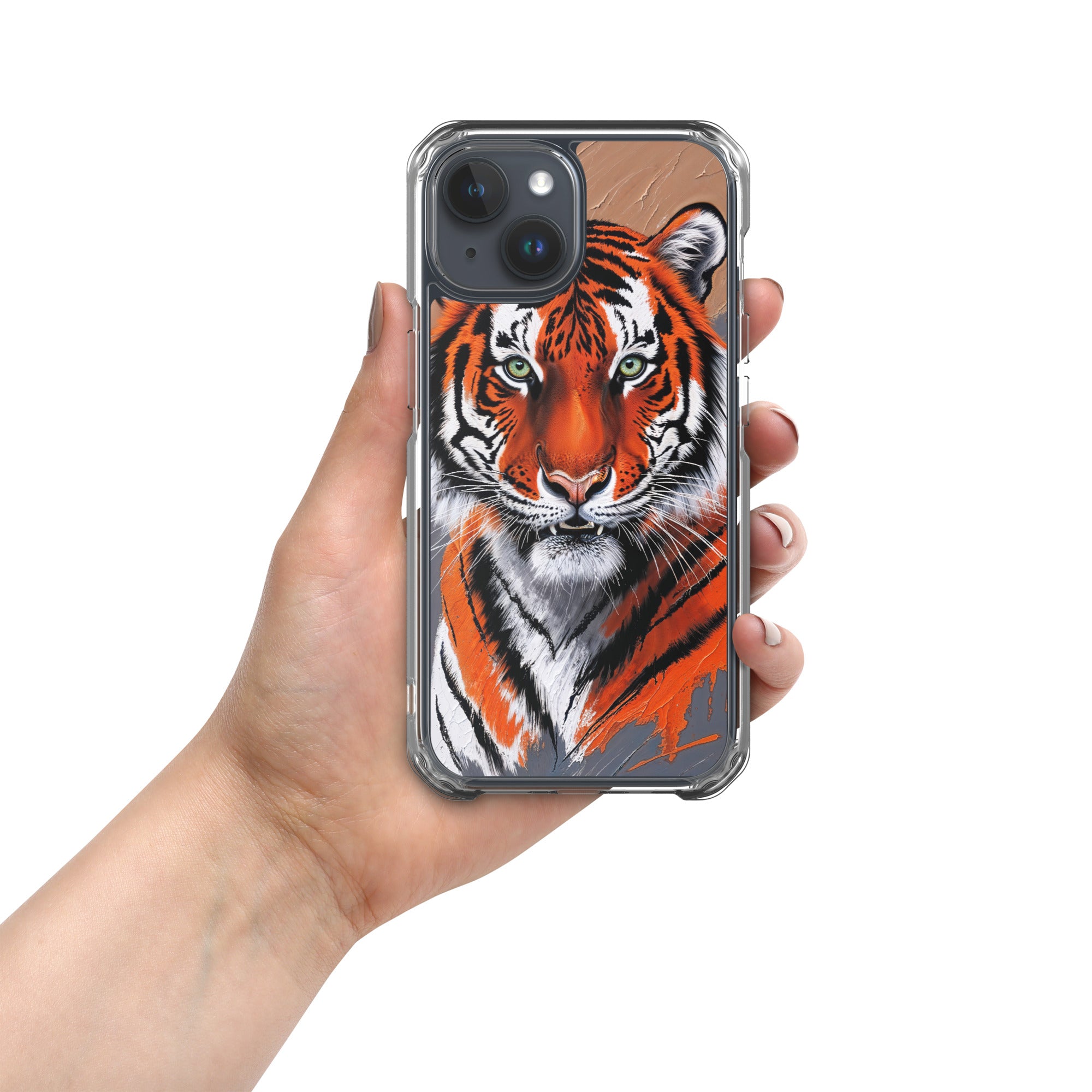 Clear Case for iPhone® iPhone 15 Tiger Painting Design