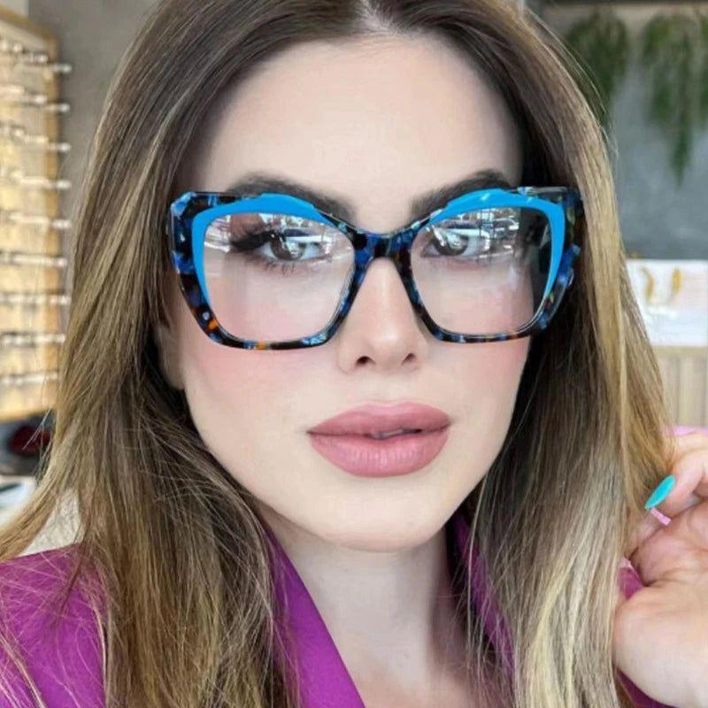 Colorful Leopard Cat Eye TR90 Glasses with Anti-Blue Light Protection - Lucid Fantasy 