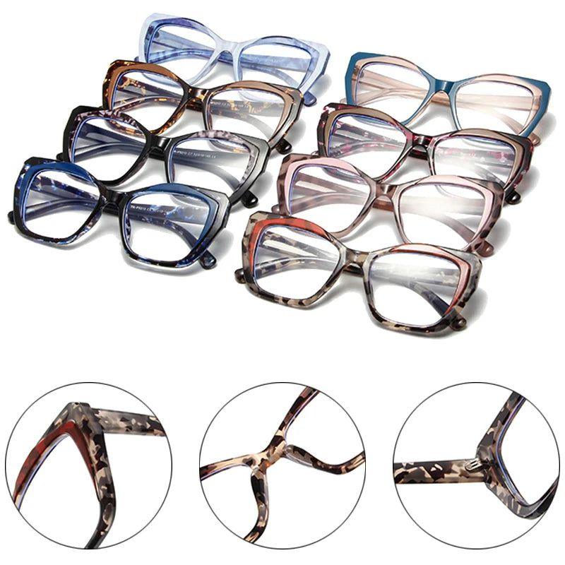 Colorful Leopard Cat Eye TR90 Glasses with Anti-Blue Light Protection - Lucid Fantasy 