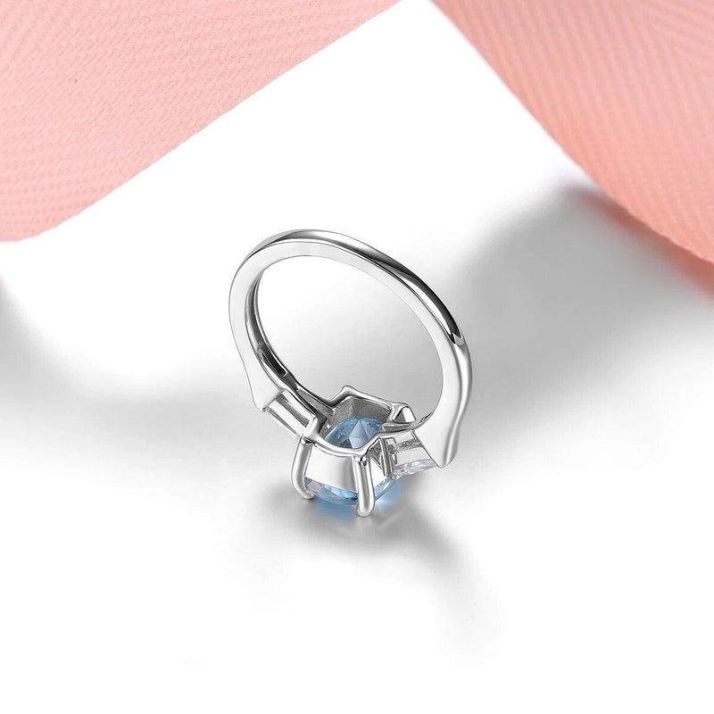 Cushion Cut Natural Sky Blue Topaz Ring in Sterling Silver - 2.3 Carats Classic Jewelry S925 - Lucid Fantasy 