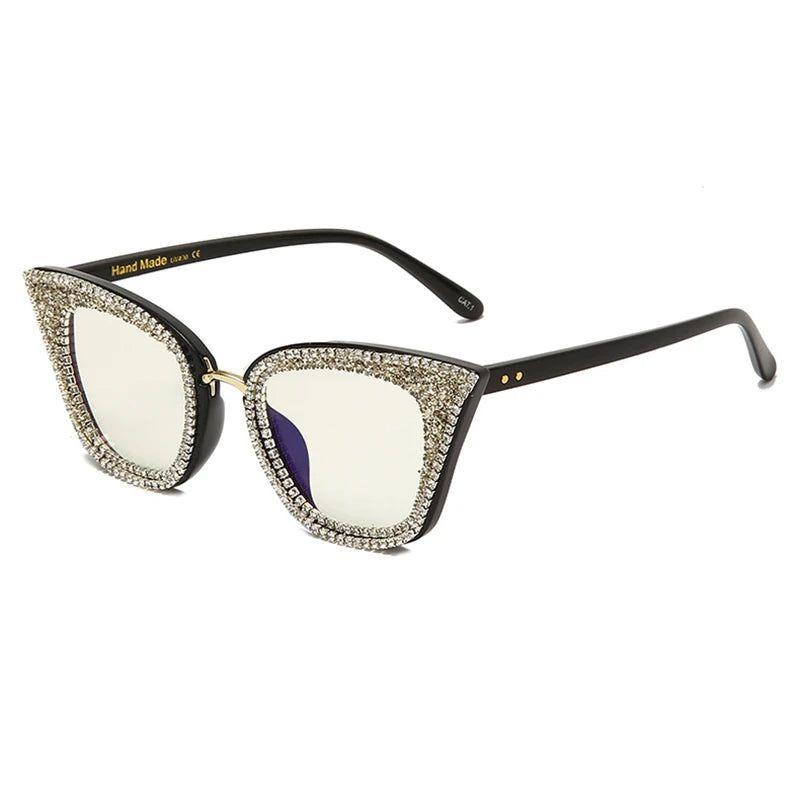 Deluxe Rhinestone-Embellished Cat Eye Sunglasses with Diamond Accents - Lucid Fantasy 