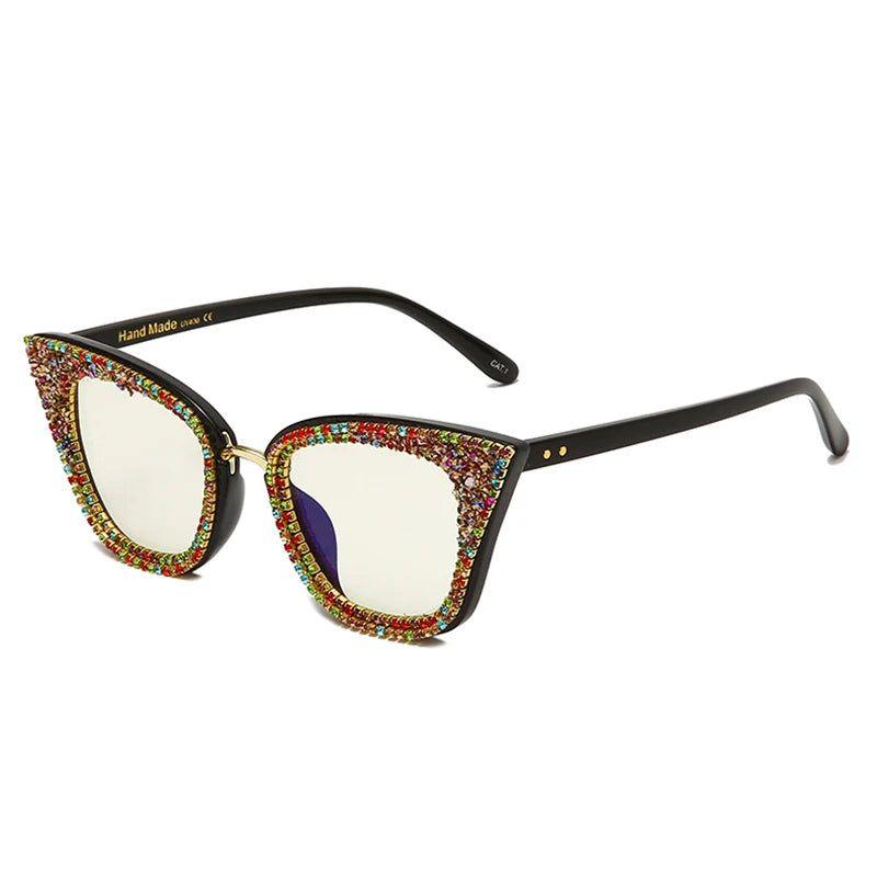 Deluxe Rhinestone-Embellished Cat Eye Sunglasses with Diamond Accents - Lucid Fantasy 