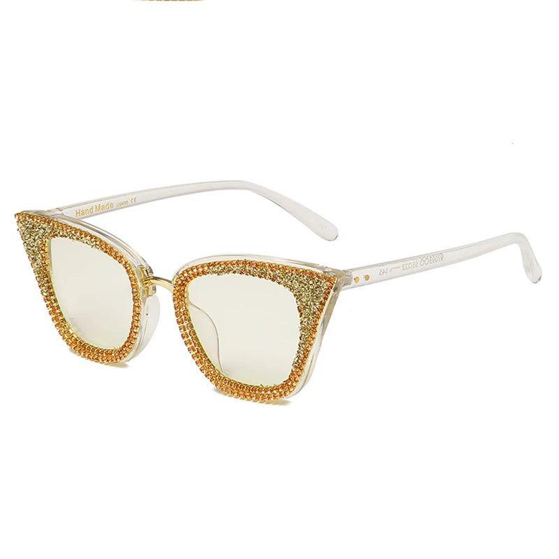 Deluxe Rhinestone-Embellished Cat Eye Sunglasses with Diamond Accents - Lucid Fantasy 