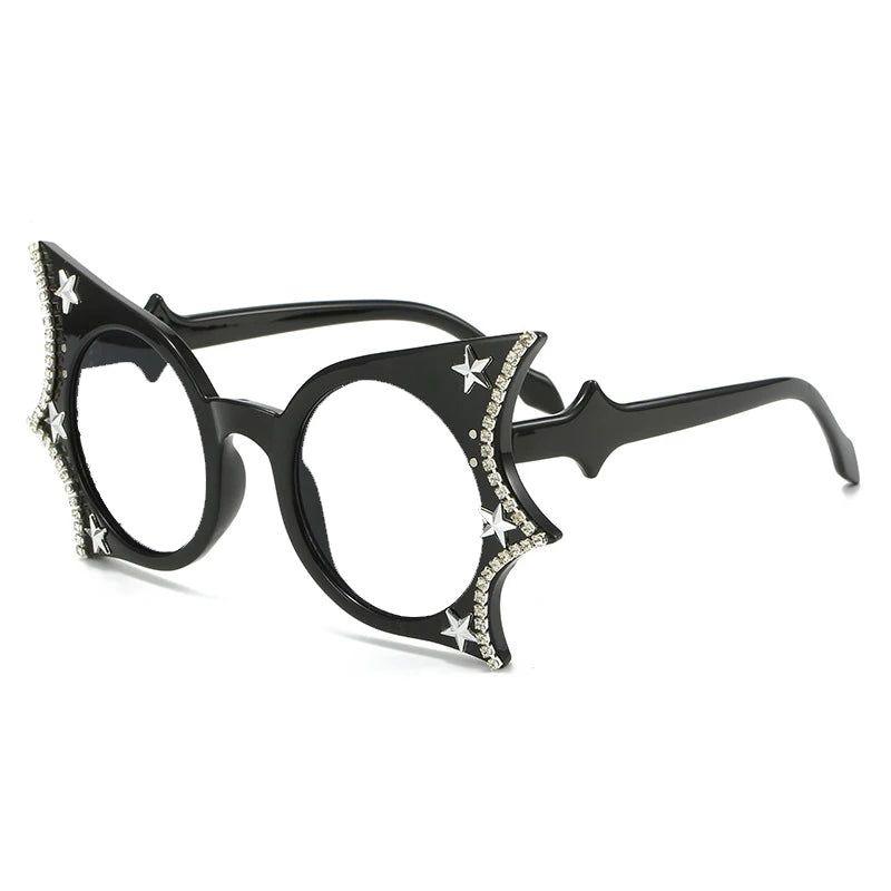 Diamond-Studded Bat Wing Cat Eye Sunglasses with UV Protection - Lucid Fantasy 