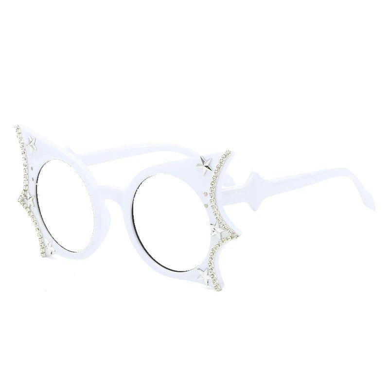 Diamond-Studded Bat Wing Cat Eye Sunglasses with UV Protection - Lucid Fantasy 