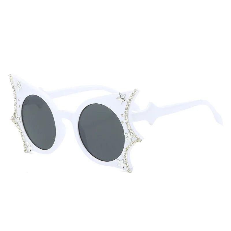 Diamond-Studded Bat Wing Cat Eye Sunglasses with UV Protection - Lucid Fantasy 