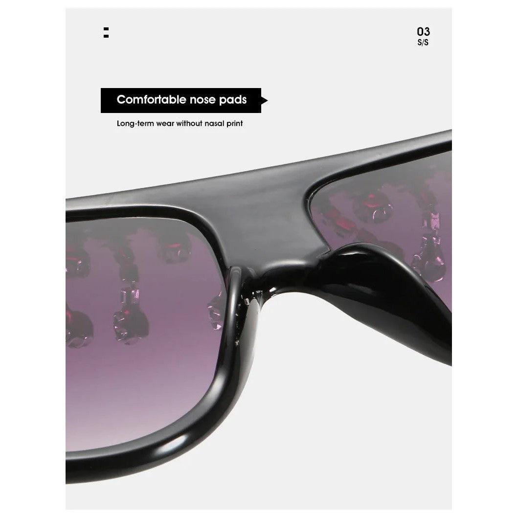 Diamond-Studded Oversized Square Fashion Sunglasses with Crystal Accents - Lucid Fantasy 