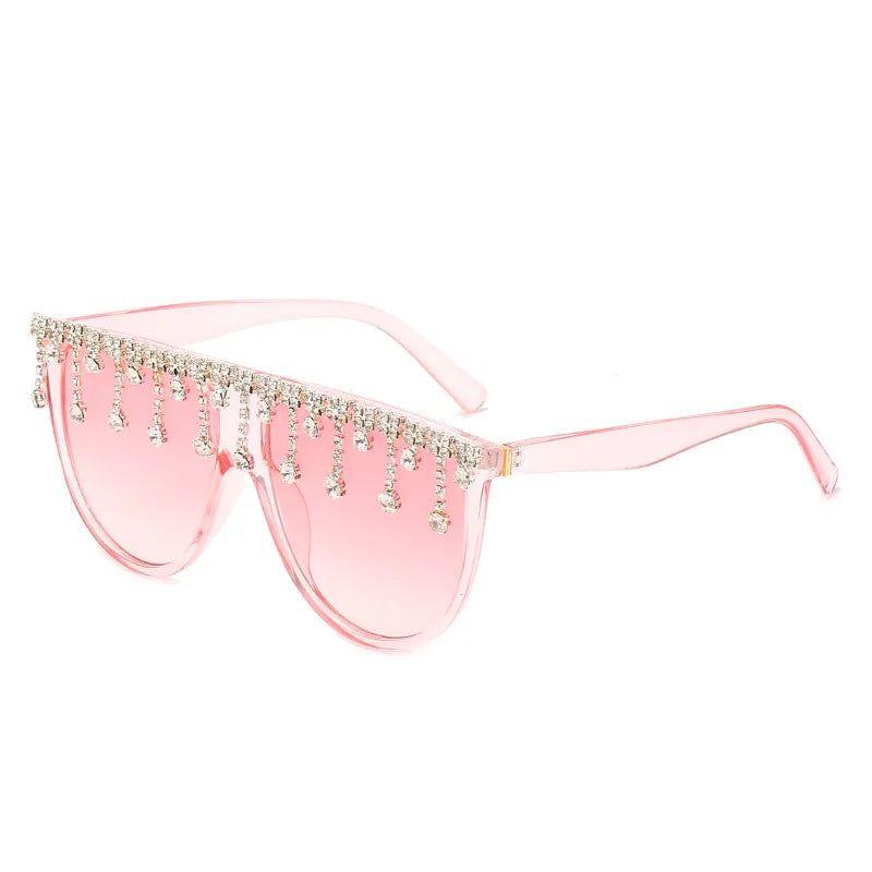 Diamond-Studded Oversized Square Fashion Sunglasses with Crystal Accents - Lucid Fantasy 