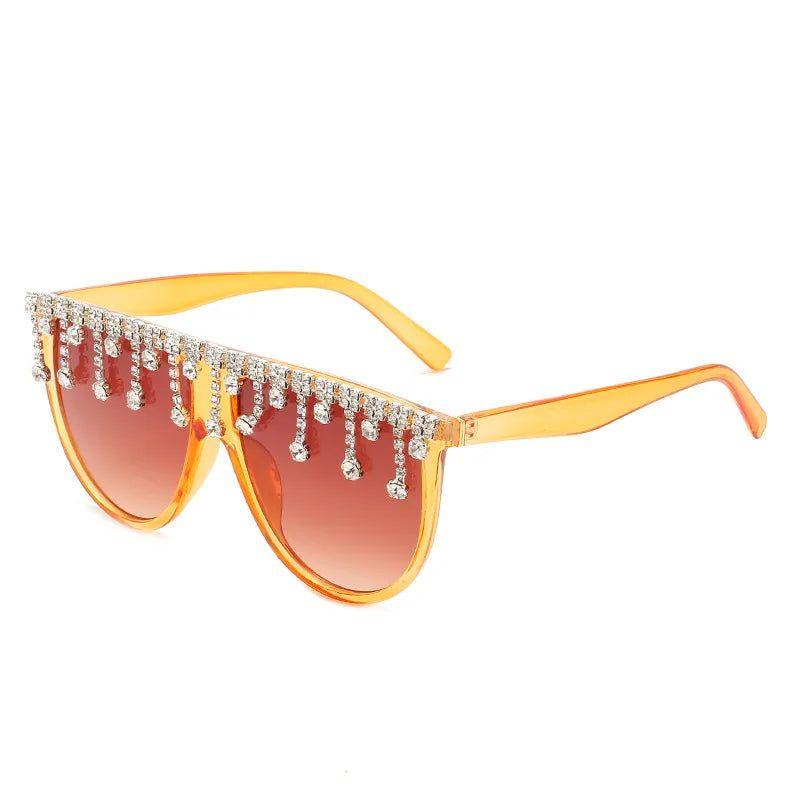 Diamond-Studded Oversized Square Fashion Sunglasses with Crystal Accents - Lucid Fantasy 