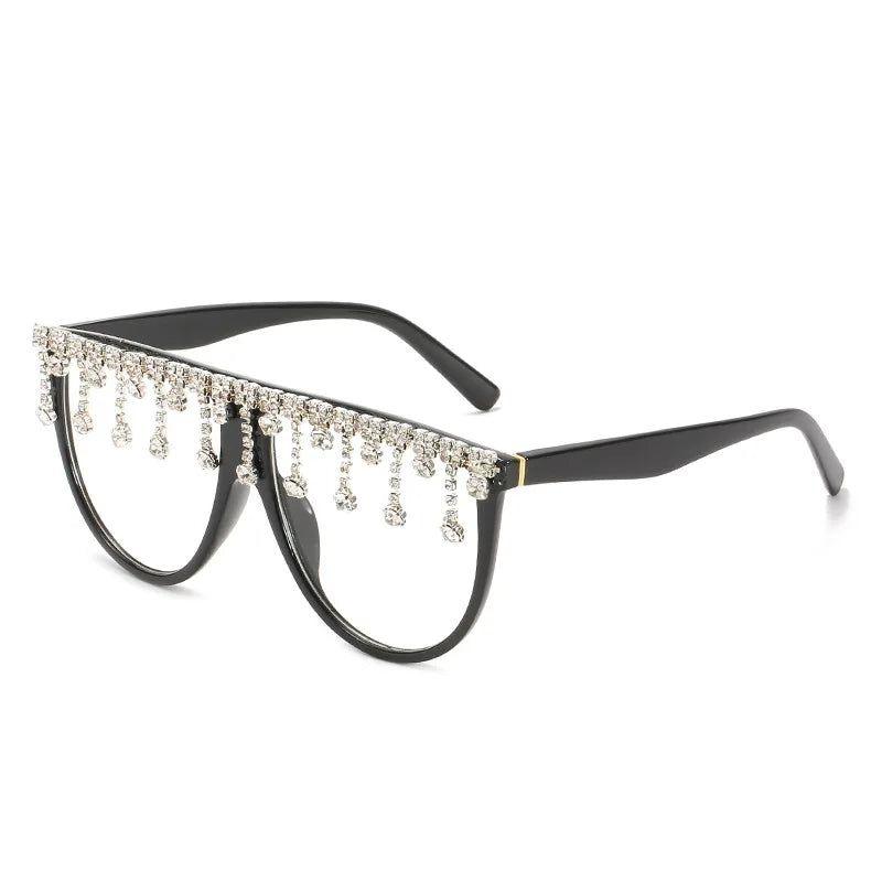 Diamond-Studded Oversized Square Fashion Sunglasses with Crystal Accents - Lucid Fantasy 