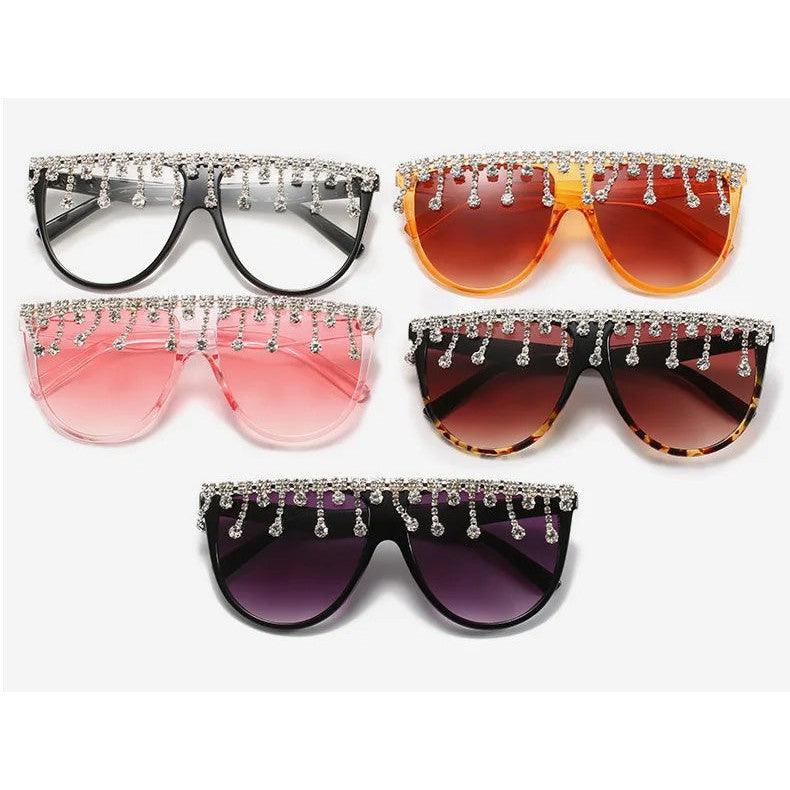 Diamond-Studded Oversized Square Fashion Sunglasses with Crystal Accents - Lucid Fantasy 