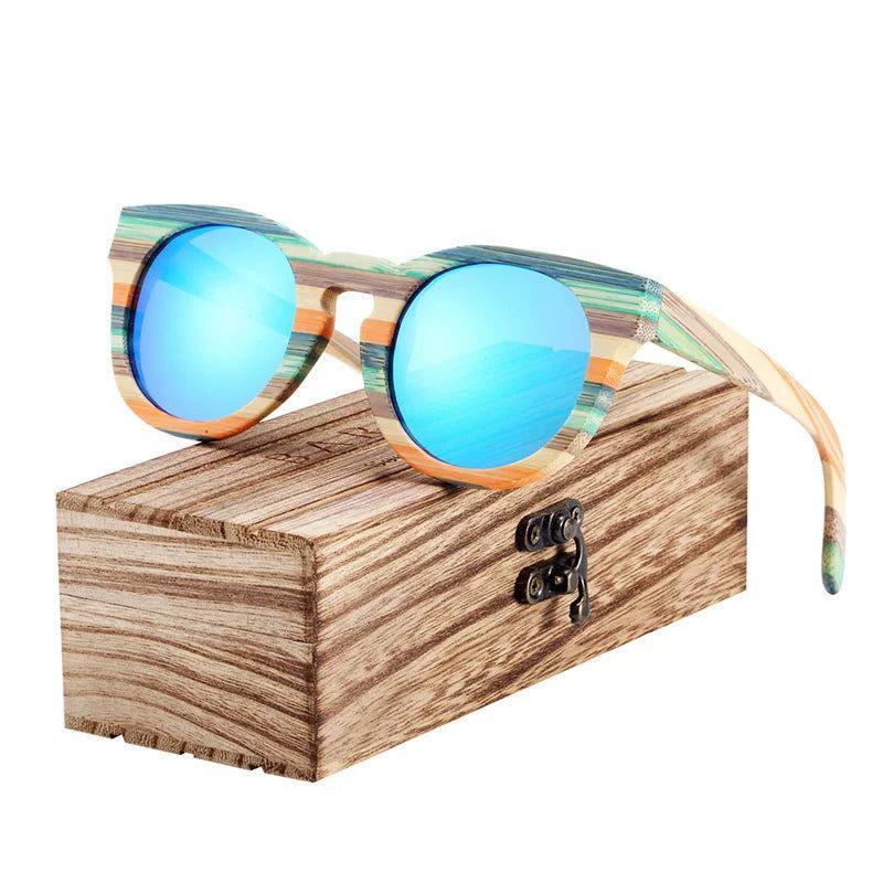 Eco-Friendly Bamboo Round Sunglasses for Men with Polarized Gradient Lenses - Lucid Fantasy 