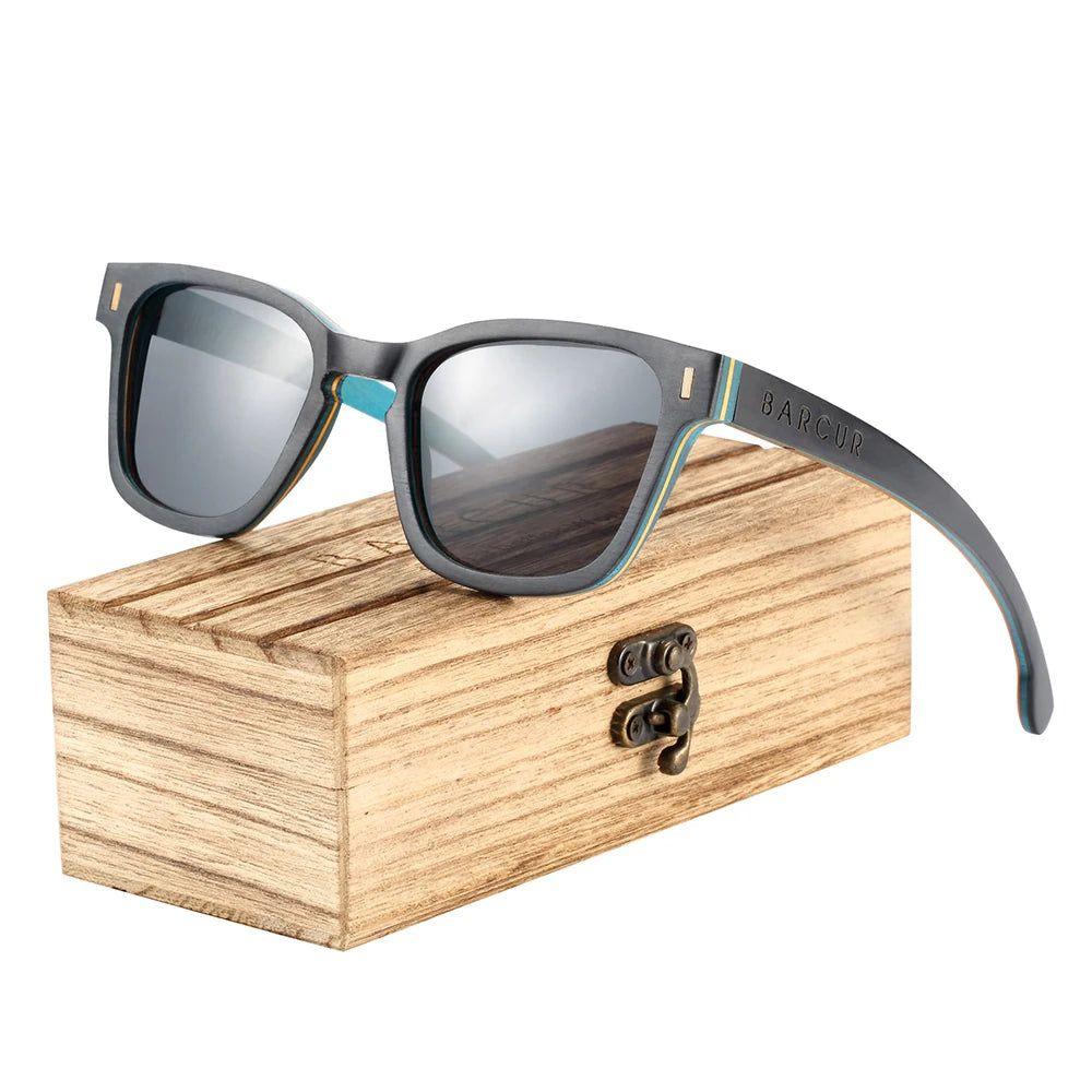 Eco-Friendly Men's Wood Frame Polarized Sunglasses with UV400 Protection and Anti-Reflective Lenses - Lucid Fantasy 