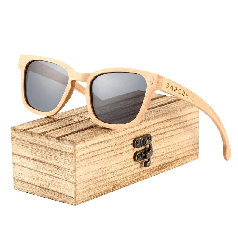 Eco-Friendly Men's Wood Frame Polarized Sunglasses with UV400 Protection and Anti-Reflective Lenses - Lucid Fantasy 