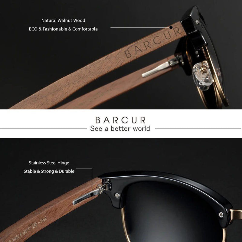 Eco-Friendly Polarized Walnut Wood Sunglasses for Men by Barcur - Lucid Fantasy 