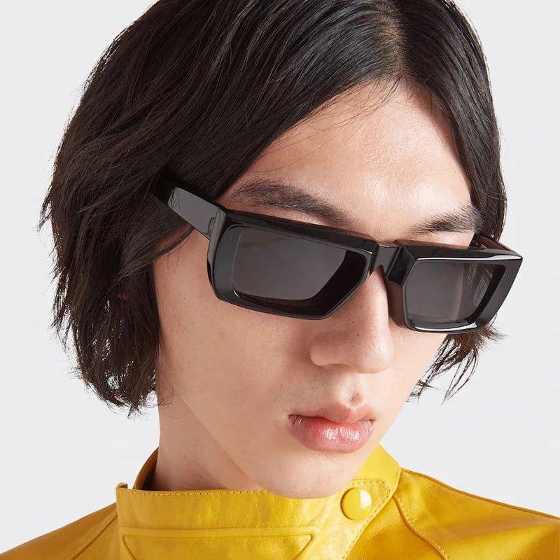 Edgy Y2K Retro Futuristic Rectangle Sunglasses with UV400 Protection - Lucid Fantasy 