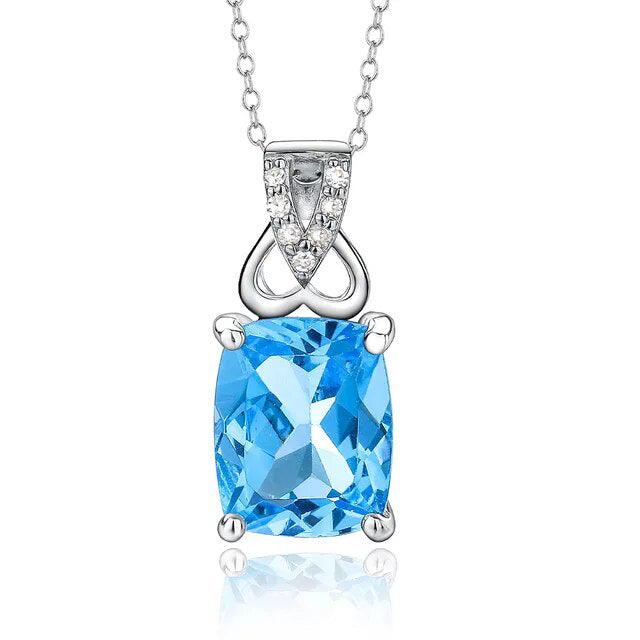 Elegance Redefined: Natural Blue Topaz & Sterling Silver Pendant Necklace 2.4 Carats - Lucid Fantasy 