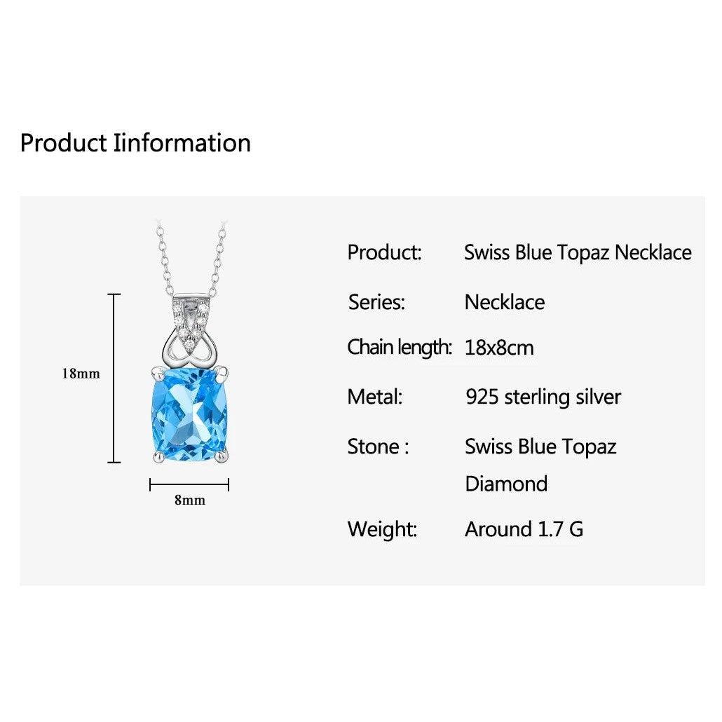 Elegance Redefined: Natural Blue Topaz & Sterling Silver Pendant Necklace 2.4 Carats - Lucid Fantasy 