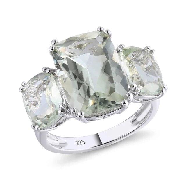 Elegance Redefined: Vintage-Inspired Natural Green Amethyst Ring in 925 Sterling Silver - Lucid Fantasy 