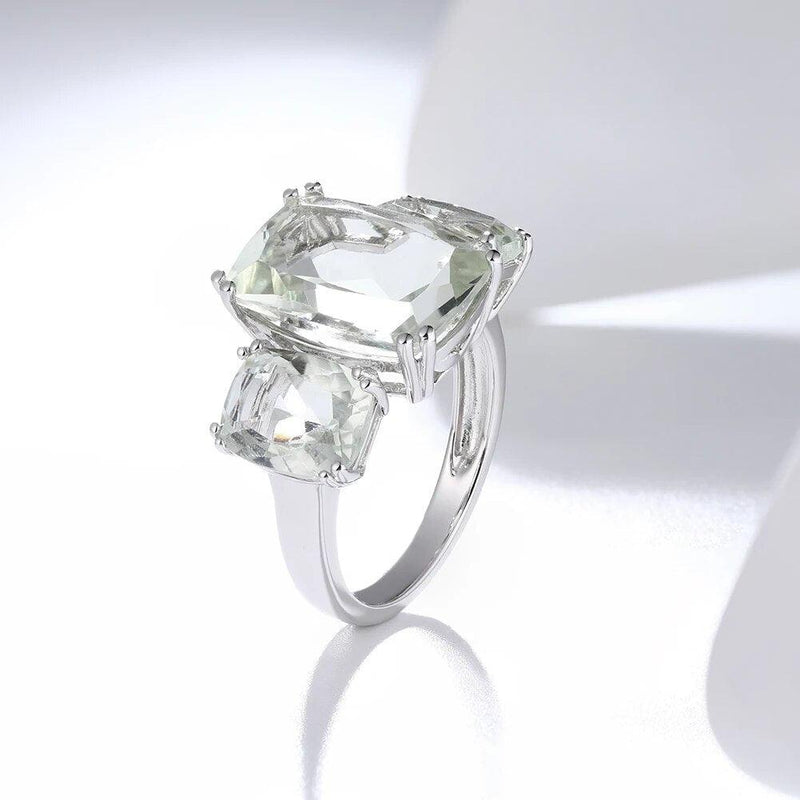 Elegance Redefined: Vintage-Inspired Natural Green Amethyst Ring in 925 Sterling Silver - Lucid Fantasy 