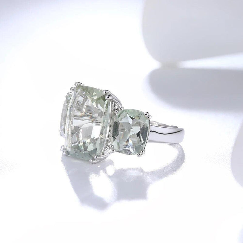 Elegance Redefined: Vintage-Inspired Natural Green Amethyst Ring in 925 Sterling Silver - Lucid Fantasy 