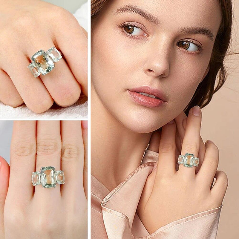 Elegance Redefined: Vintage-Inspired Natural Green Amethyst Ring in 925 Sterling Silver - Lucid Fantasy 