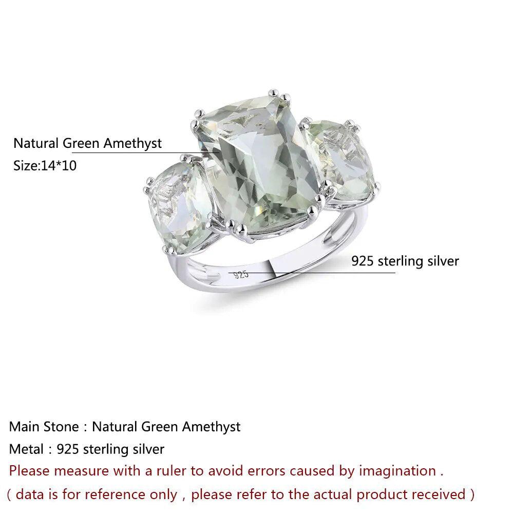 Elegance Redefined: Vintage-Inspired Natural Green Amethyst Ring in 925 Sterling Silver - Lucid Fantasy 