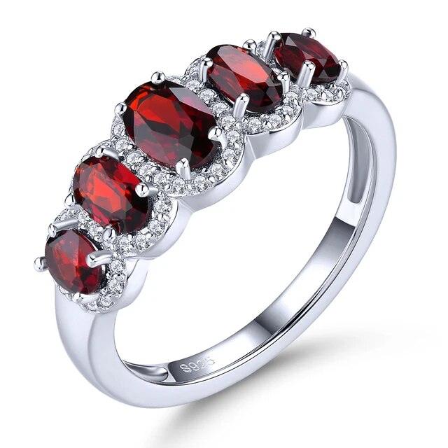 Elegant 2 Carat Natural Garnet and Diopside Silver Ring in S925 Classic Design - Lucid Fantasy 