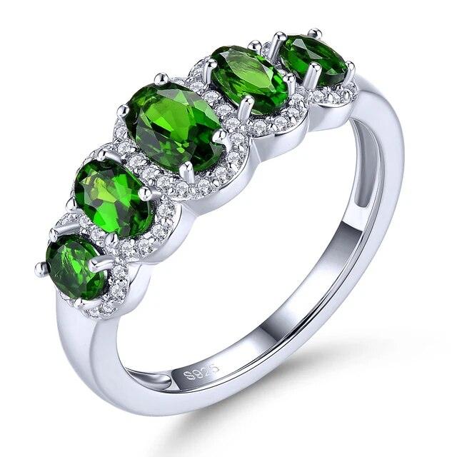 Elegant 2 Carat Natural Garnet and Diopside Silver Ring in S925 Classic Design - Lucid Fantasy 