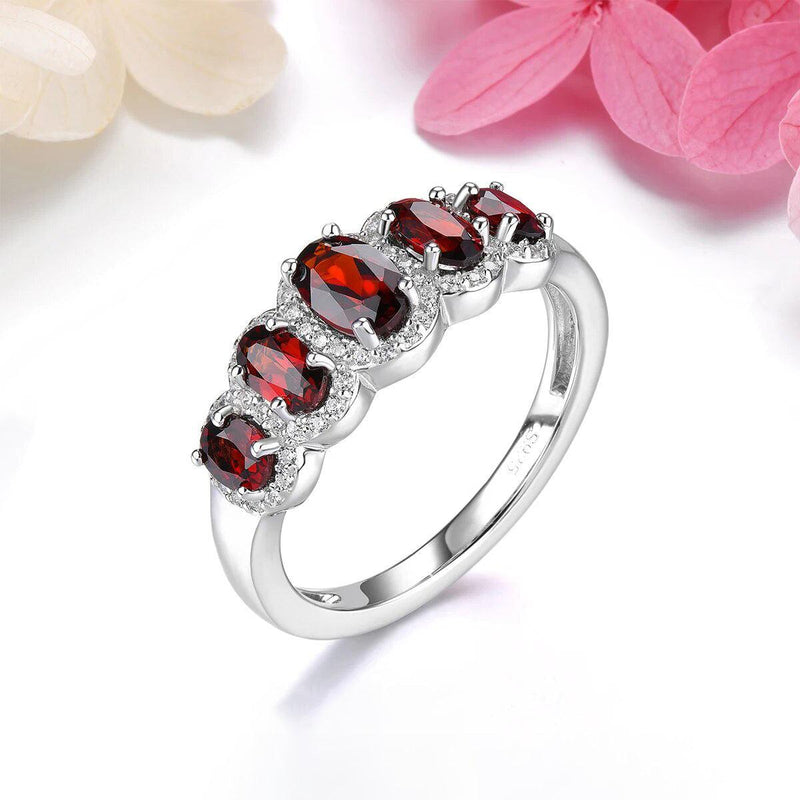 Elegant 2 Carat Natural Garnet and Diopside Silver Ring in S925 Classic Design - Lucid Fantasy 