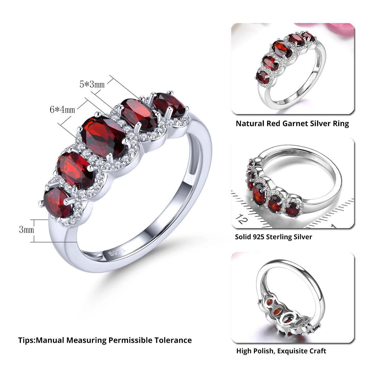 Elegant 2 Carat Natural Garnet and Diopside Silver Ring in S925 Classic Design - Lucid Fantasy 