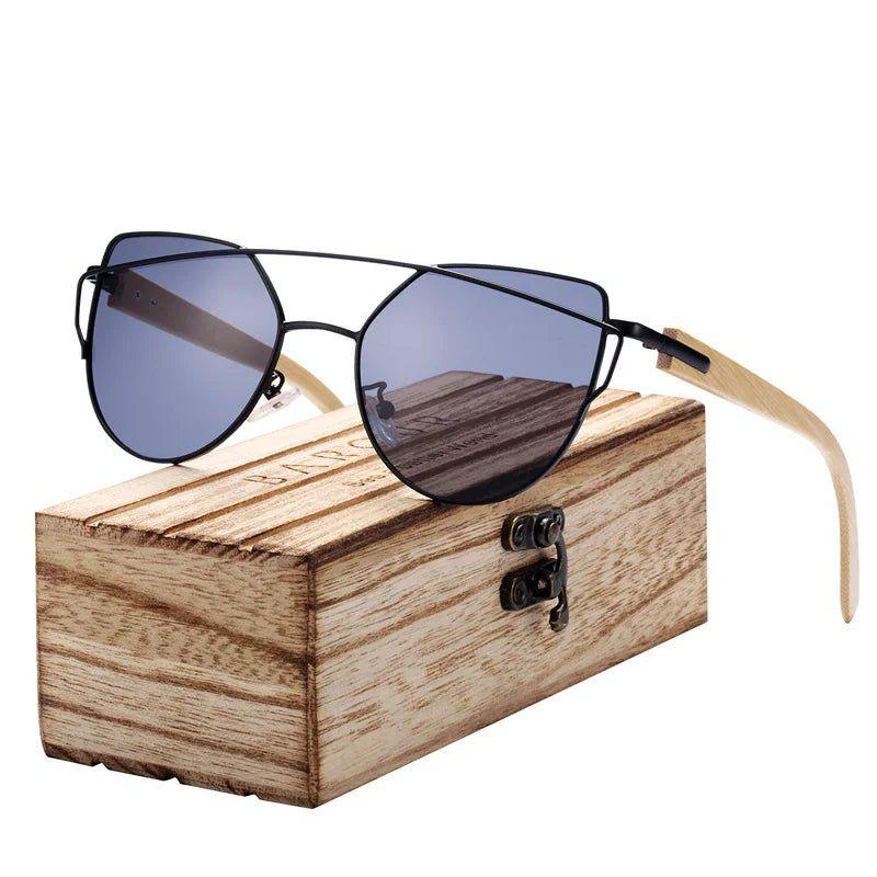 Elegant Bamboo Cat Eye Sunglasses for Women - Polarized Metal Frame with UV400 Protection - Lucid Fantasy 