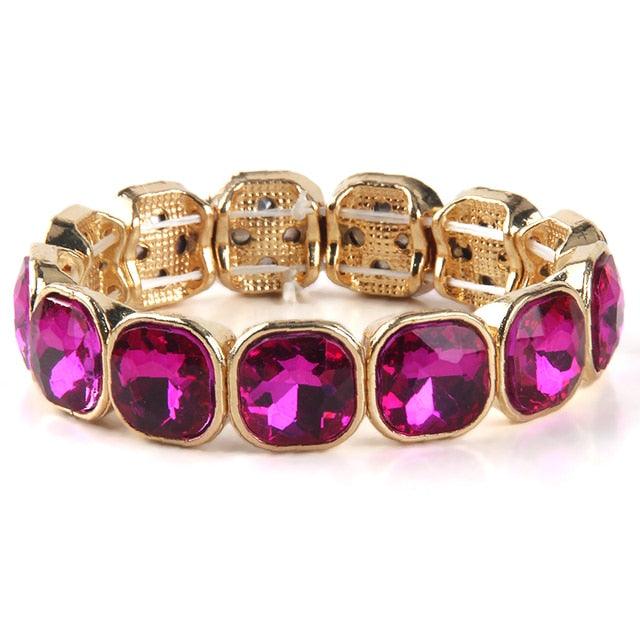 Elegant Bohemian Luxe Crystal Gem Bangle Bracelet - Lucid Fantasy 