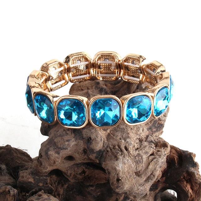 Elegant Bohemian Luxe Crystal Gem Bangle Bracelet - Lucid Fantasy 