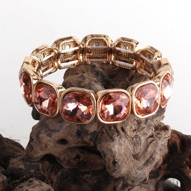 Elegant Bohemian Luxe Crystal Gem Bangle Bracelet - Lucid Fantasy 