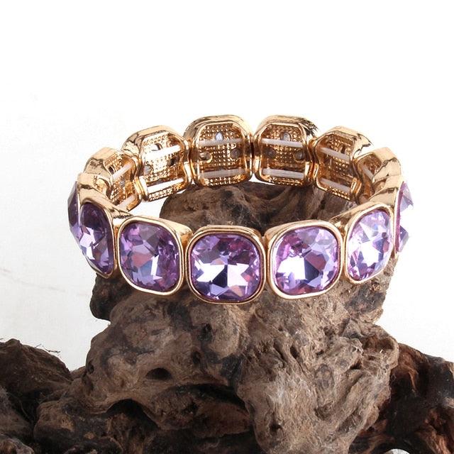 Elegant Bohemian Luxe Crystal Gem Bangle Bracelet - Lucid Fantasy 