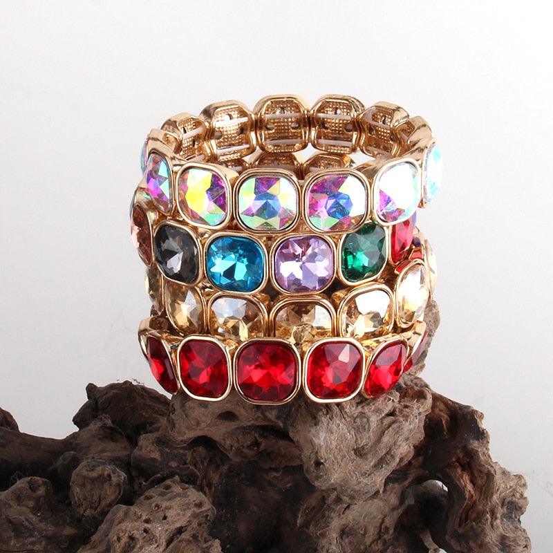 Elegant Bohemian Luxe Crystal Gem Bangle Bracelet - Lucid Fantasy 