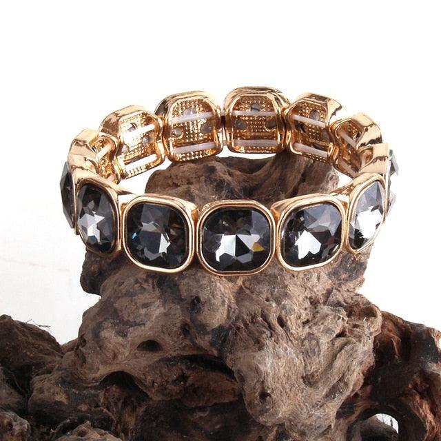 Elegant Bohemian Luxe Crystal Gem Bangle Bracelet - Lucid Fantasy 