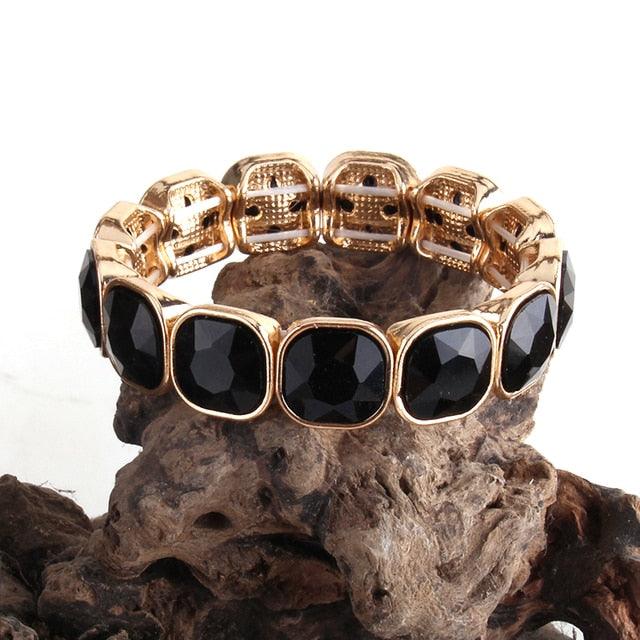 Elegant Bohemian Luxe Crystal Gem Bangle Bracelet - Lucid Fantasy 