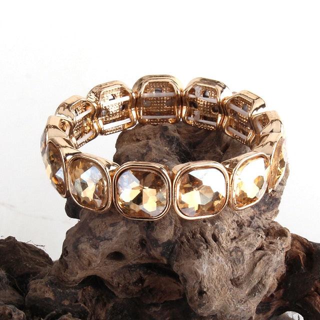 Elegant Bohemian Luxe Crystal Gem Bangle Bracelet - Lucid Fantasy 