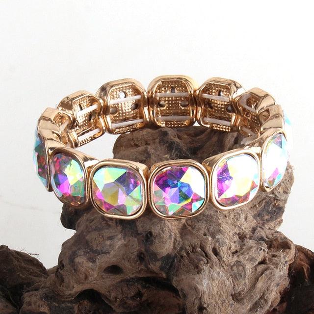 Elegant Bohemian Luxe Crystal Gem Bangle Bracelet - Lucid Fantasy 