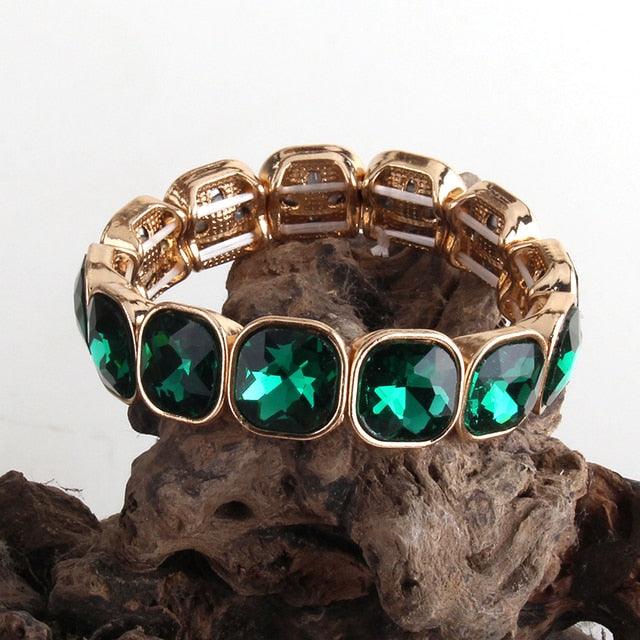 Elegant Bohemian Luxe Crystal Gem Bangle Bracelet - Lucid Fantasy 