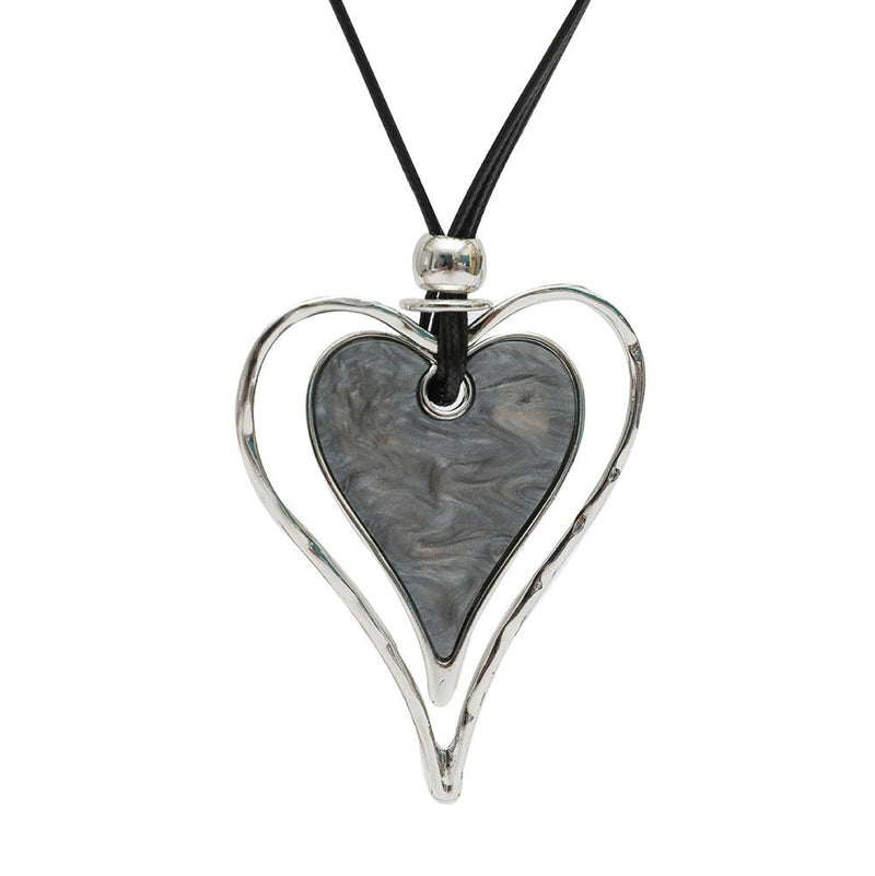 Elegant Boho Minimalist Floating Heart Pendant Necklace - Silver - 45cm Chic Collar Design - Lucid Fantasy 