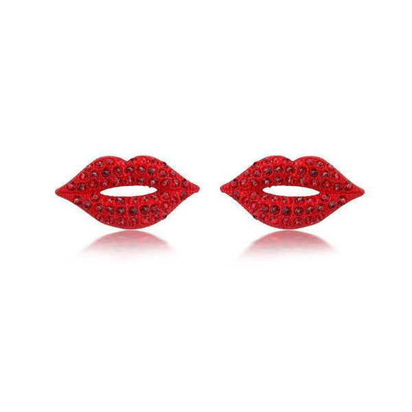 Elegant Design Sparkling Hot Lips Fashion Stud Earrings
