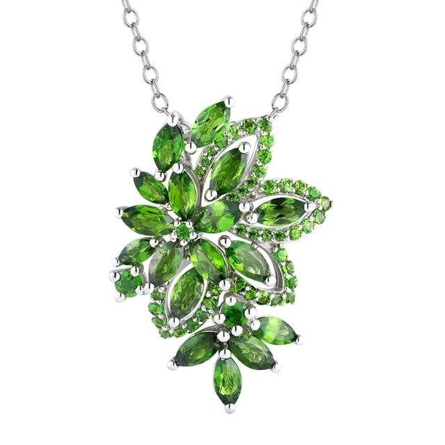 Elegant Natural Chrome Diopside Sterling Silver 925 Pendant Necklace - Lucid Fantasy 