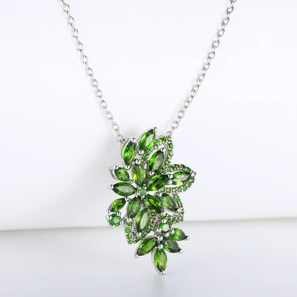 Elegant Natural Chrome Diopside Sterling Silver 925 Pendant Necklace - Lucid Fantasy 