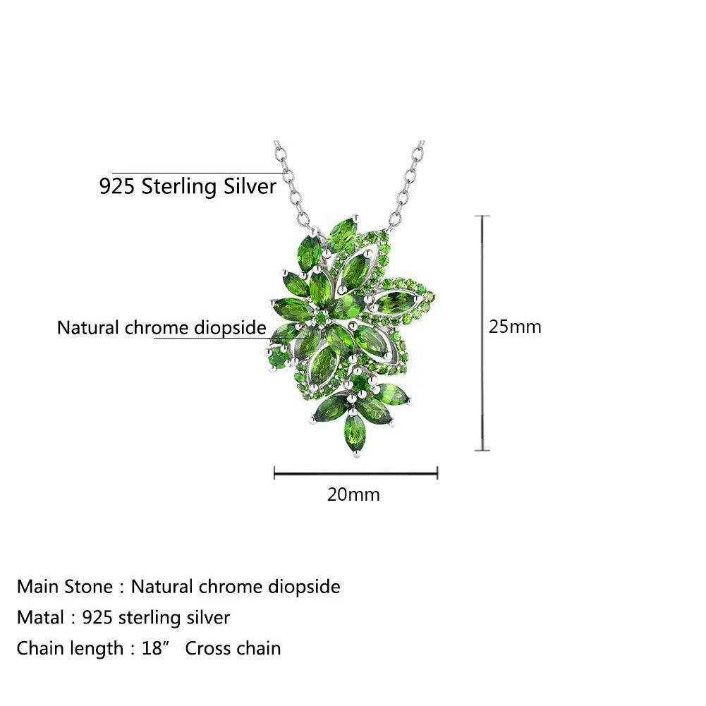 Elegant Natural Chrome Diopside Sterling Silver 925 Pendant Necklace - Lucid Fantasy 